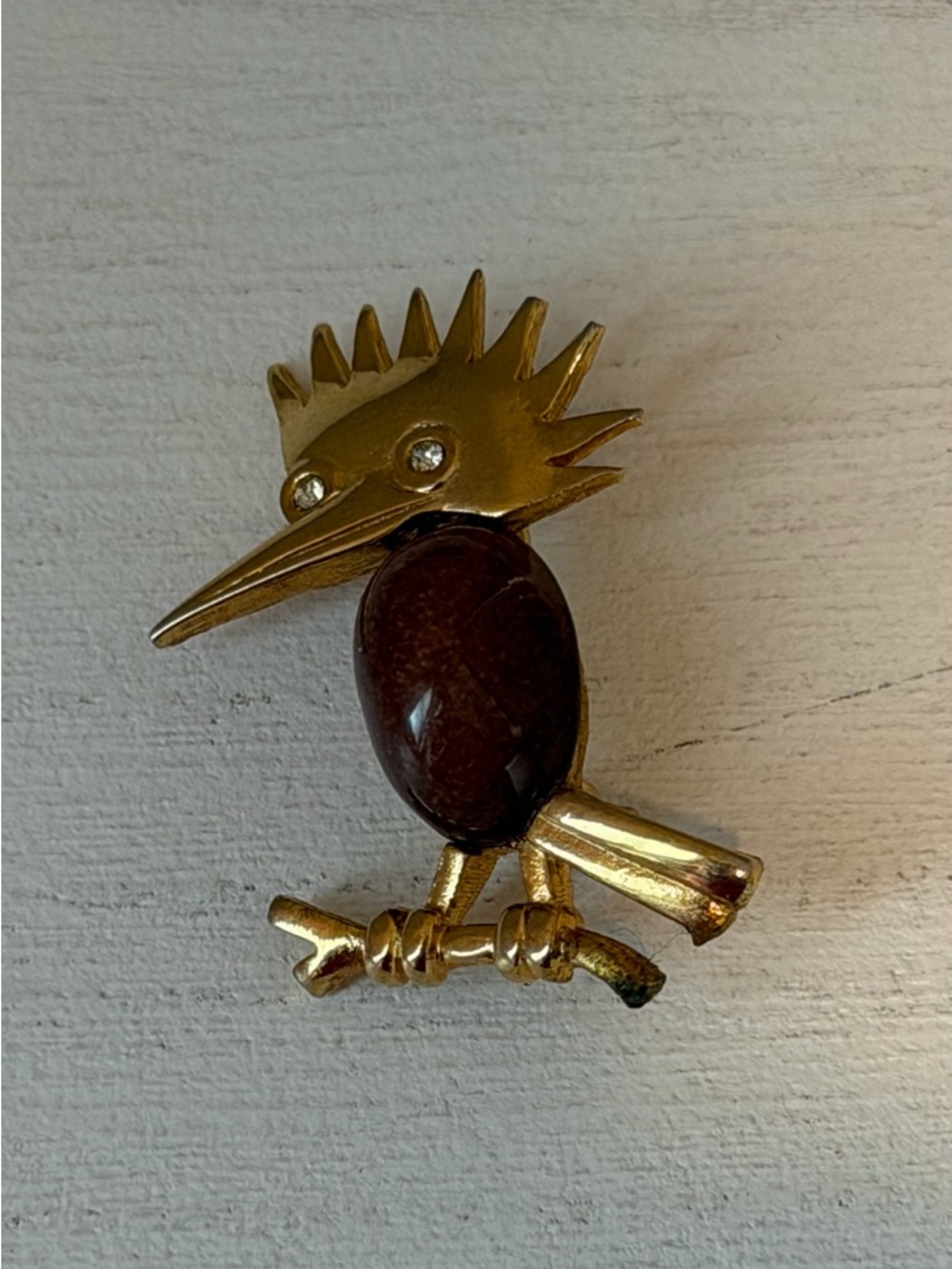 Vintage Crown Trifari Jelly Belly Woodpecker Bird Brooch